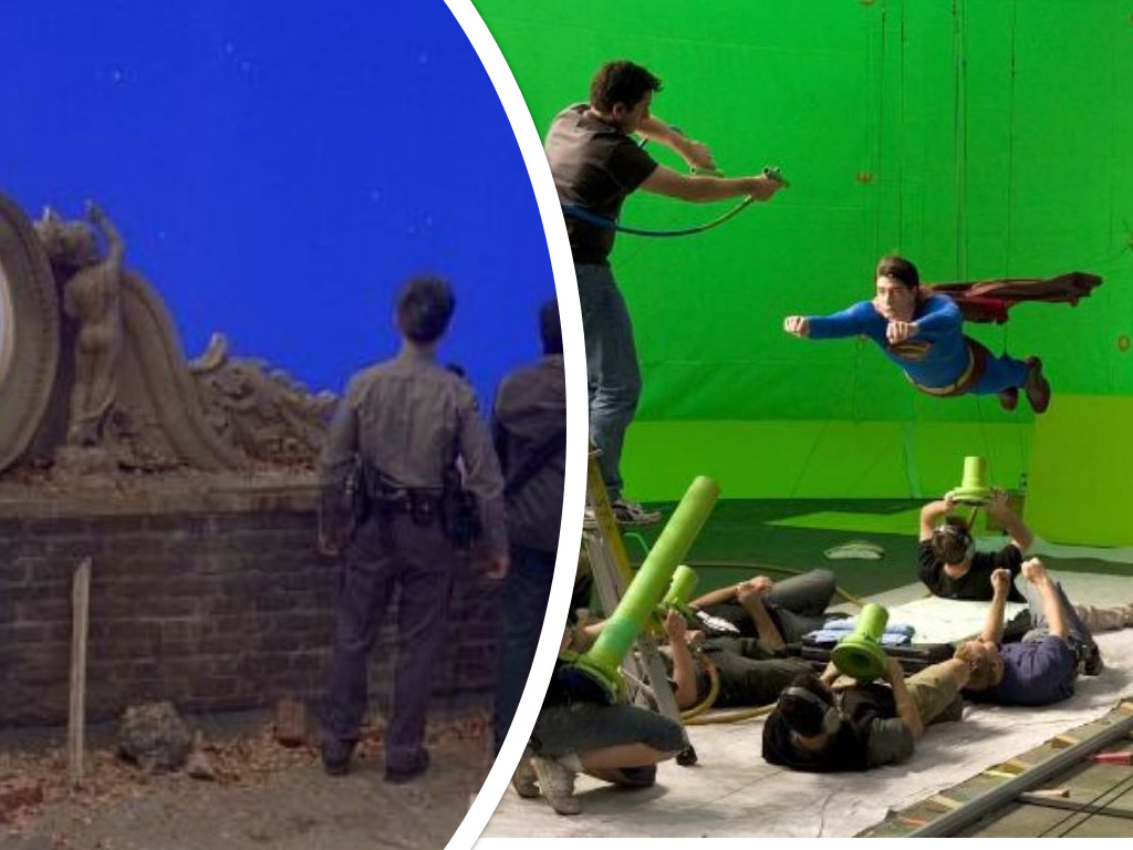 Blue and green screen