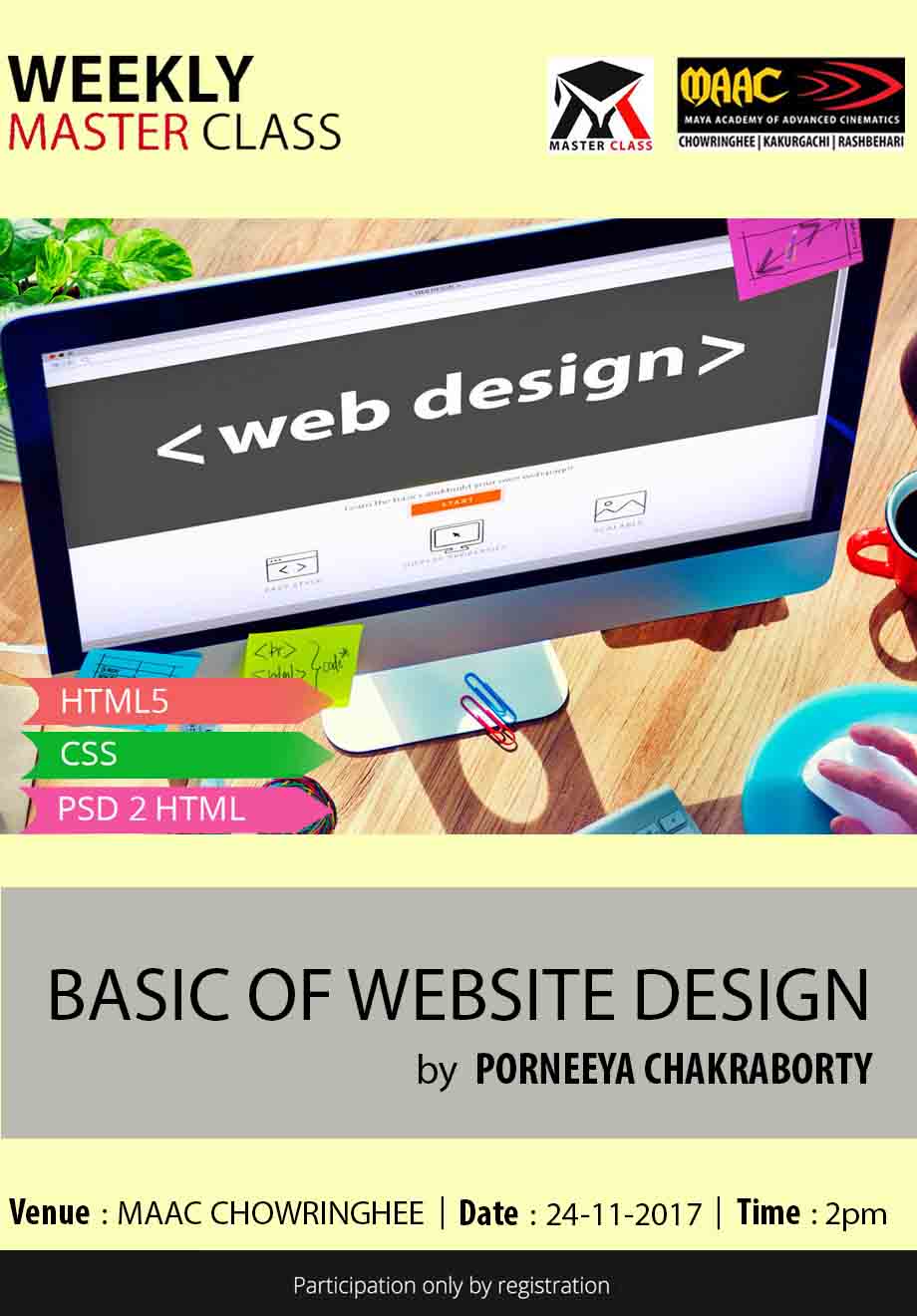 Weekly Master Class on Basics Of Website Designing
