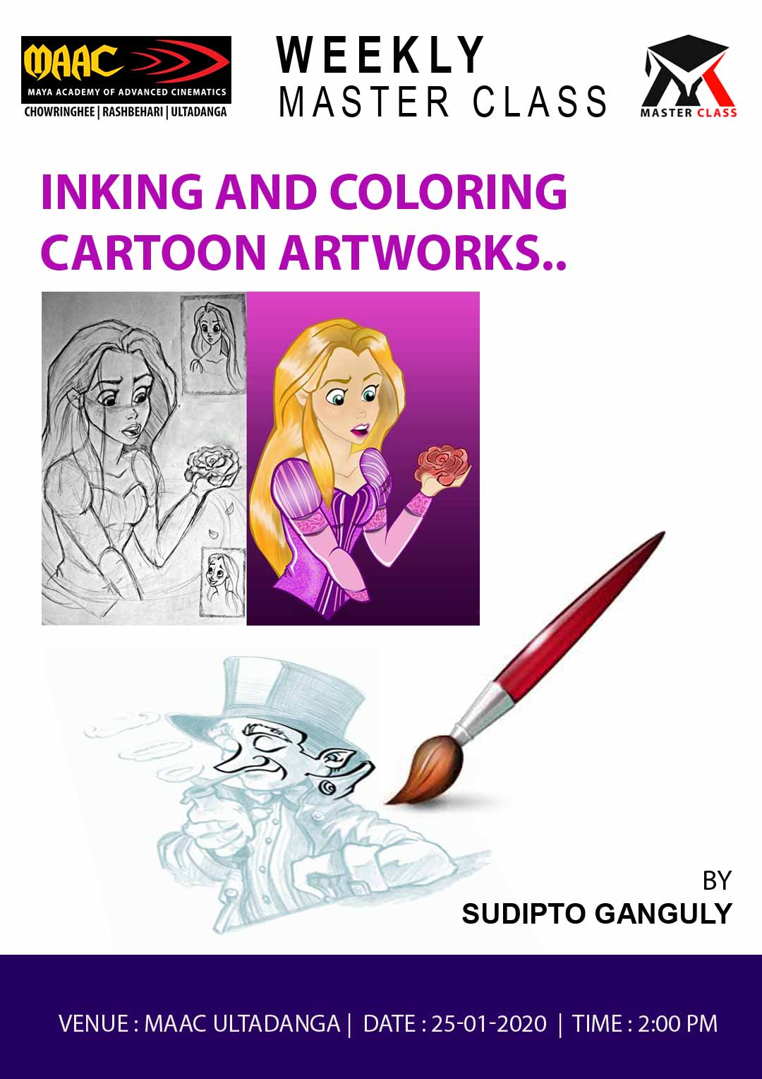 Weekly Master Class on Inking  & Coloring Cartoon Artworks